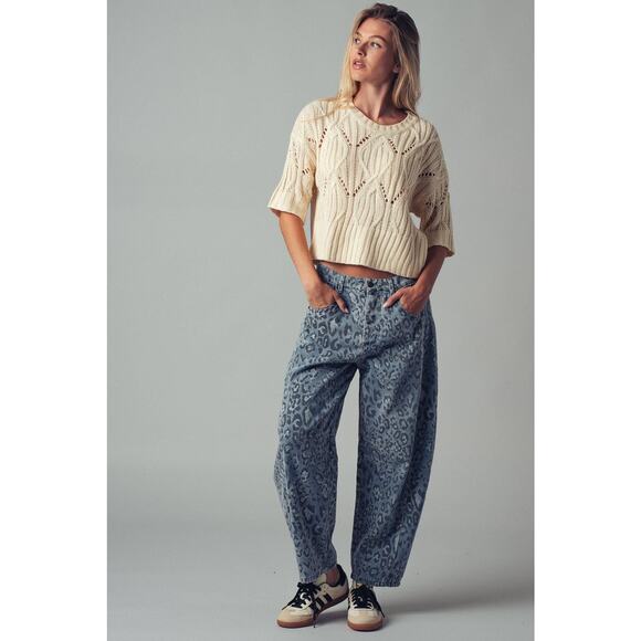 Urban Daizy Leopard Print Relaxed Straight Denim Pants - Picture 9 of 15